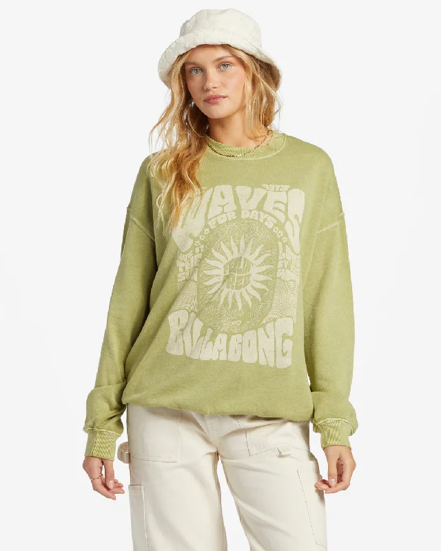 Fashion Touch Ride In Oversized Crewneck Sweatshirt - Palm Green