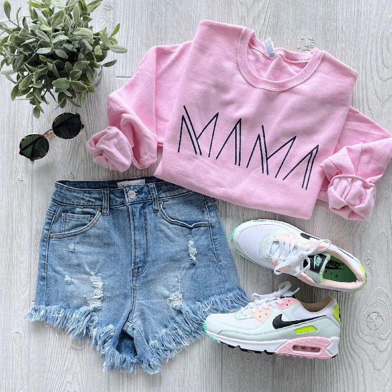 Exquisite Craftsmanship Mama Line Print• Pink Pullover