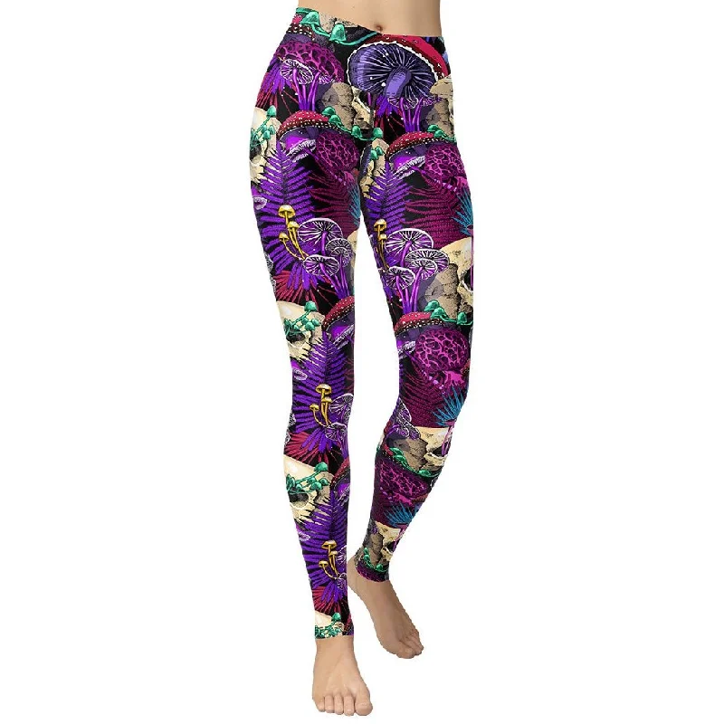 High Street Style Psychedelic Skulls Yoga Leggings