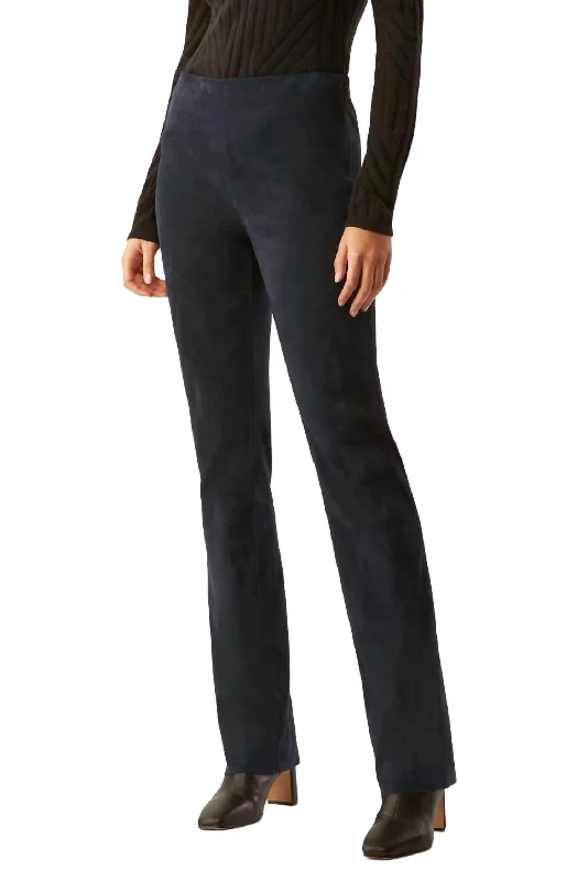 Versatile Items Stretch Suede Bootcut Pant In Ink