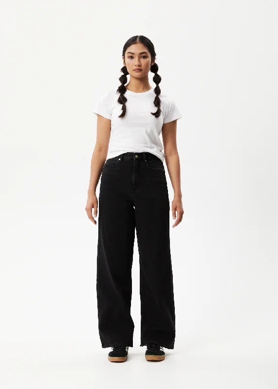 Age-reducing Style AFENDS Womens Bella - Denim Baggy Jeans - Washed Black