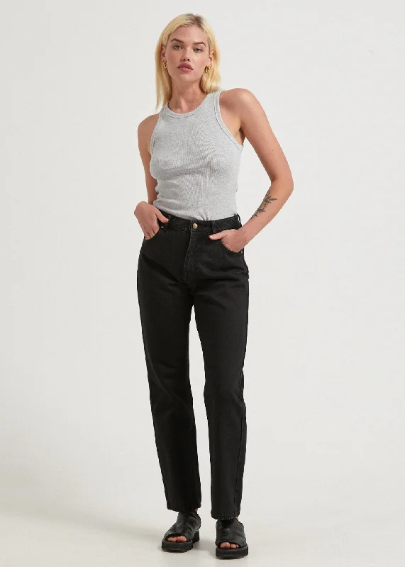 Comfortable And Casual AFENDS Womens Violet - Denim Straight Leg Jeans - Washed Black
