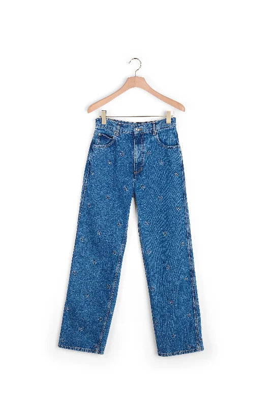 New Season Series Jean droit orné de broderies double S
