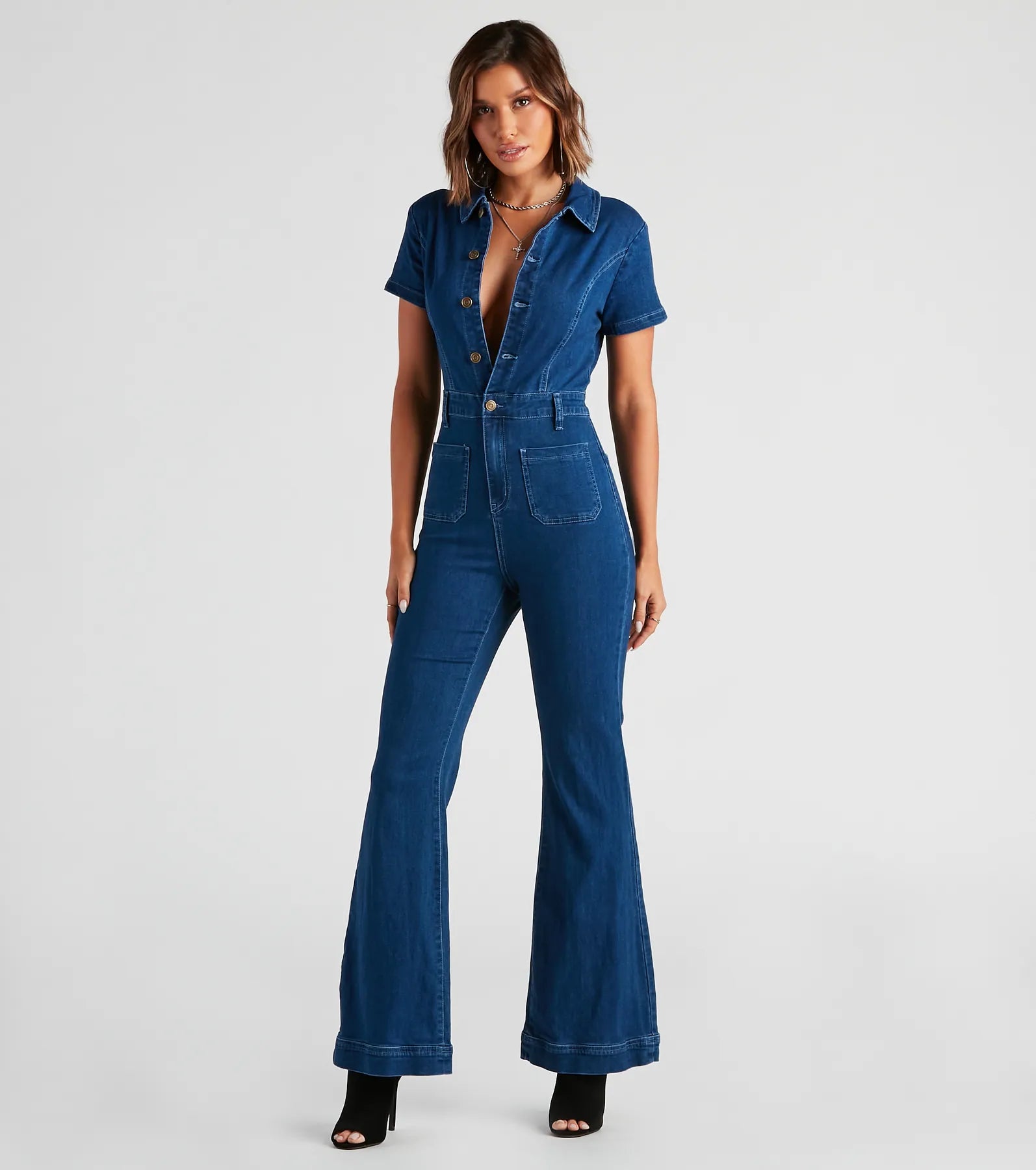 Personalized Design Gimme The Flare Denim Jumpsuit