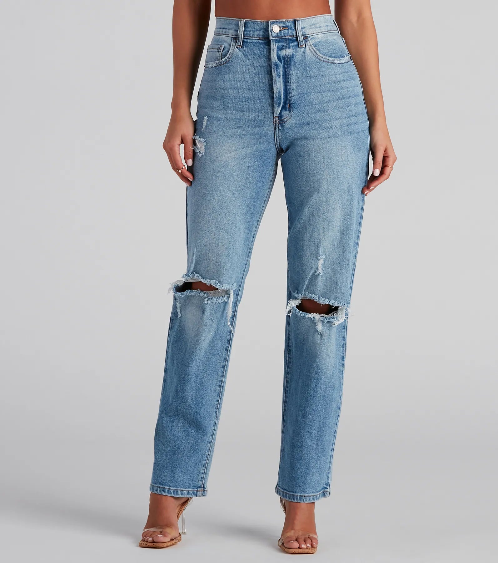 Urban Sense High-Rise Distressed Boyfriend Jeans