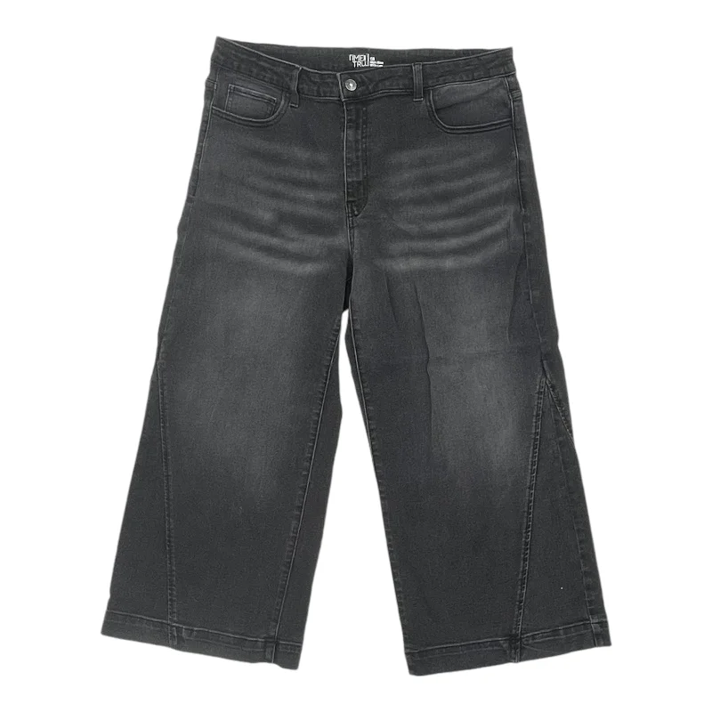 New Autumn And Winter Styles Jeans Wide Leg By Time And Tru In Black Denim, Size:18