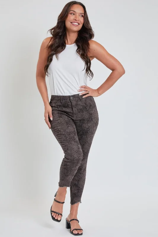 Tropical Style Women's Petite Pork Chop Pocket Pants With Dog Bite Hem