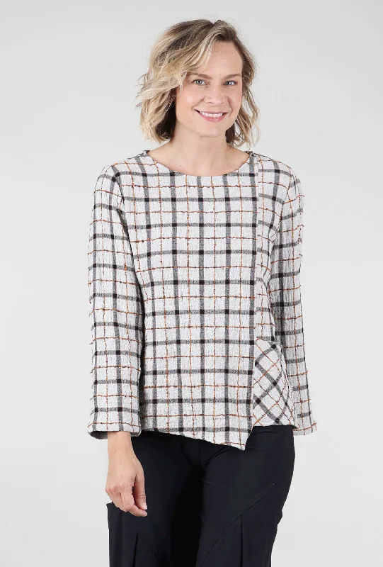 Personalized Wear Double-Face Windowpane Pullover, Winter White