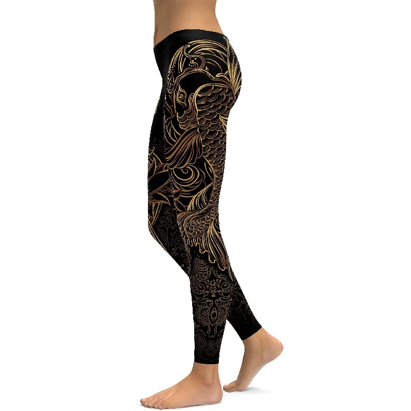 Diamond Series Golden Oriental Koi Fish Leggings
