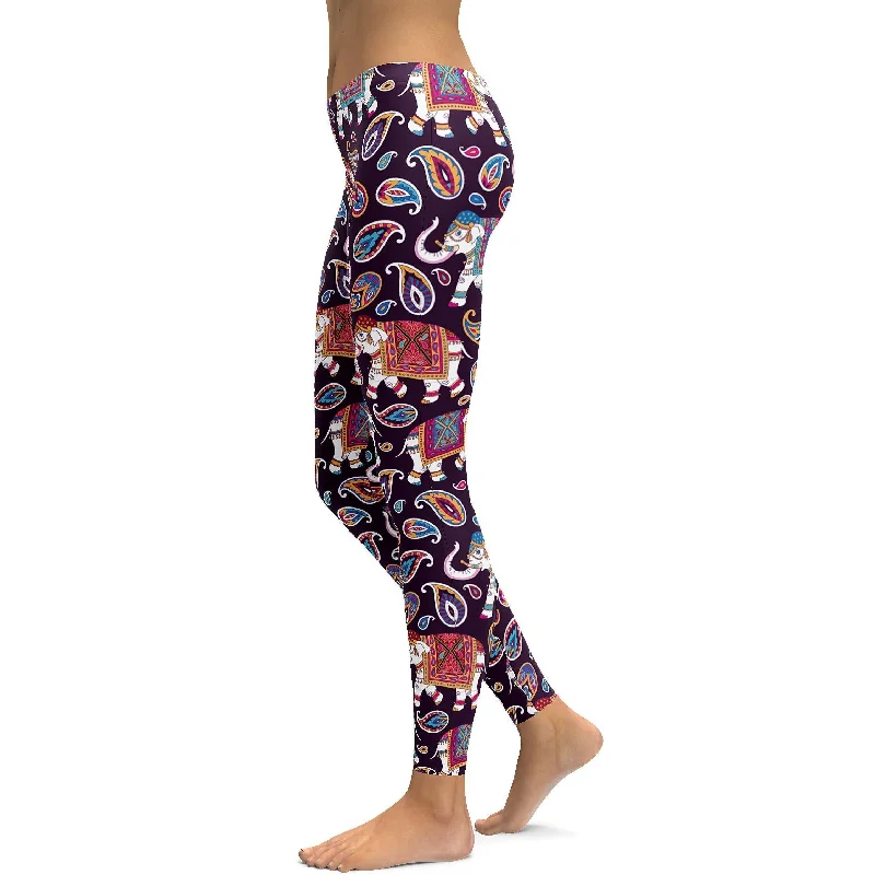 Wandering freely Indian Elephant Pattern Leggings