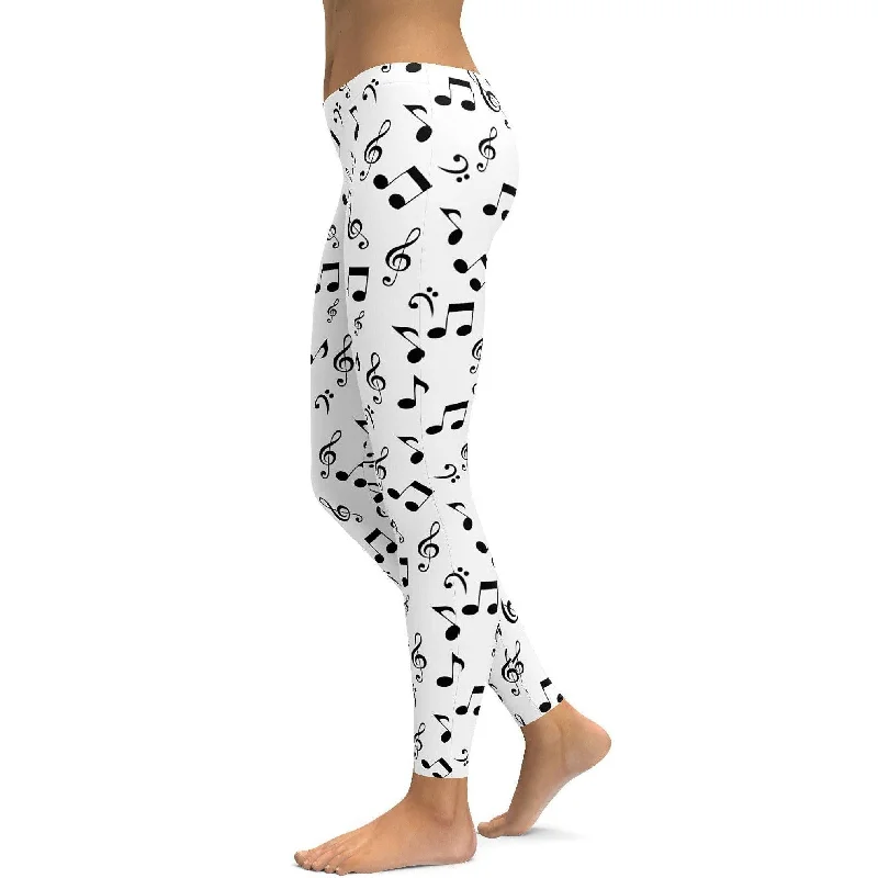 Fashion Must-have Music Notes White Leggings