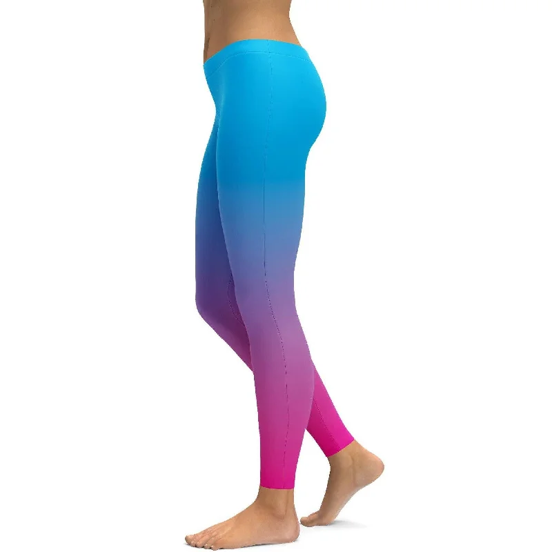 Dynamic Fashion Ombre Blue to Pink Leggings
