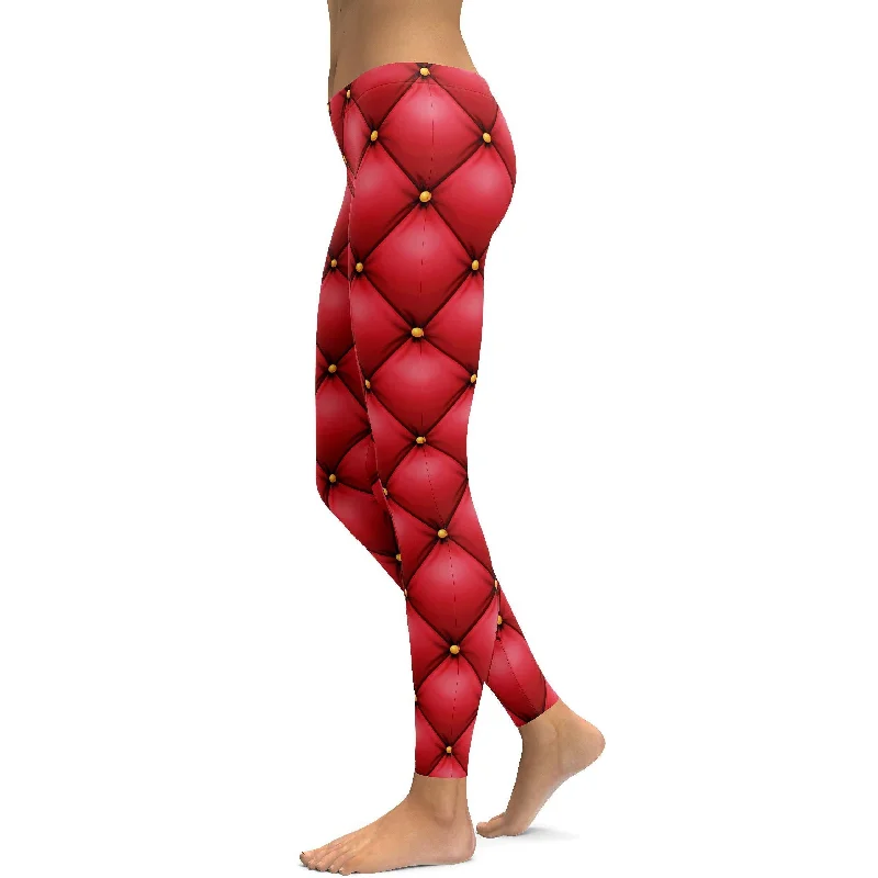 Trendy Casuals Quilted Red Leather Leggings