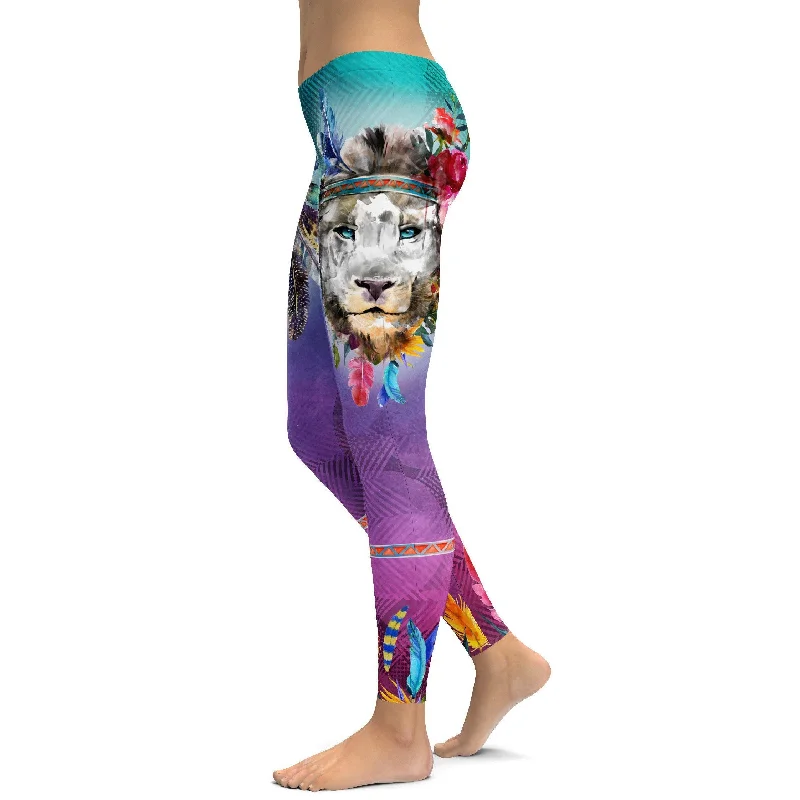Classic Retro Watercolor Lion Leggings