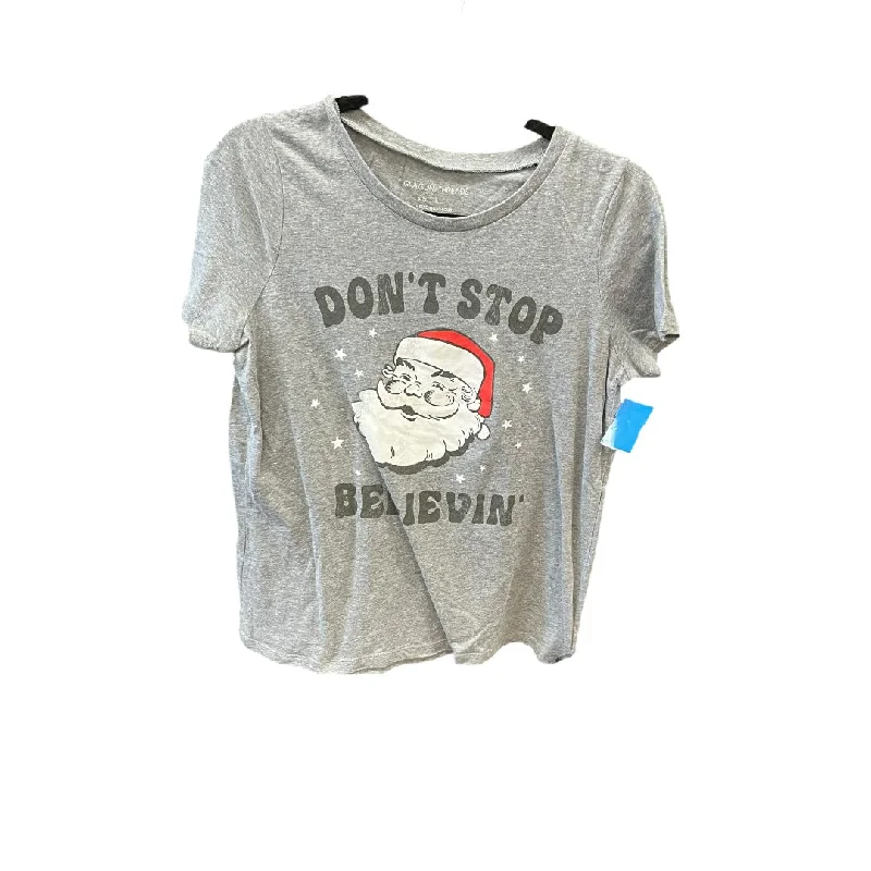 Elegant Style Top Short Sleeve Basic By Grayson Threads In Grey, Size: L