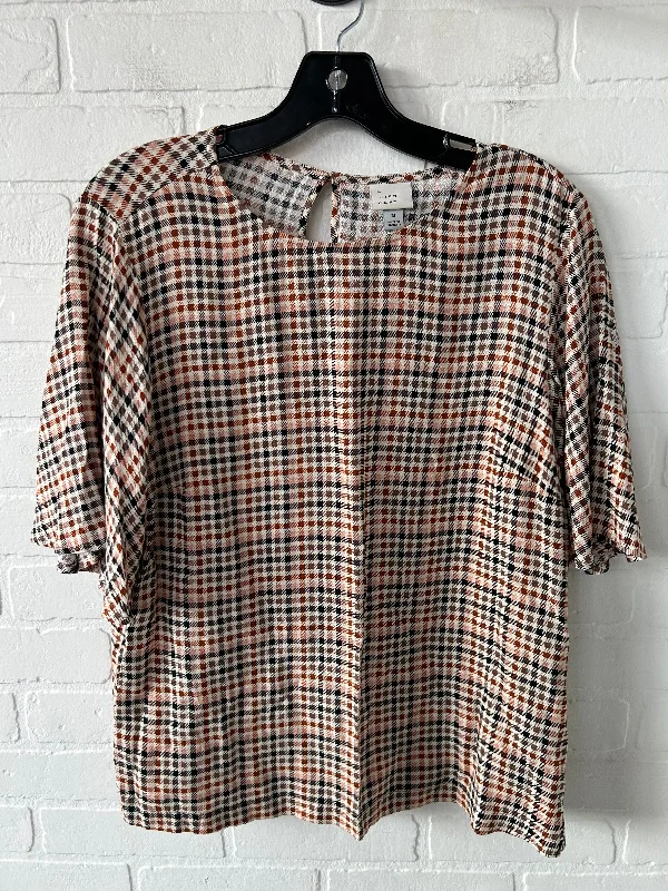 Comfortable Looks Top Short Sleeve By A New Day In Brown & Cream, Size: M