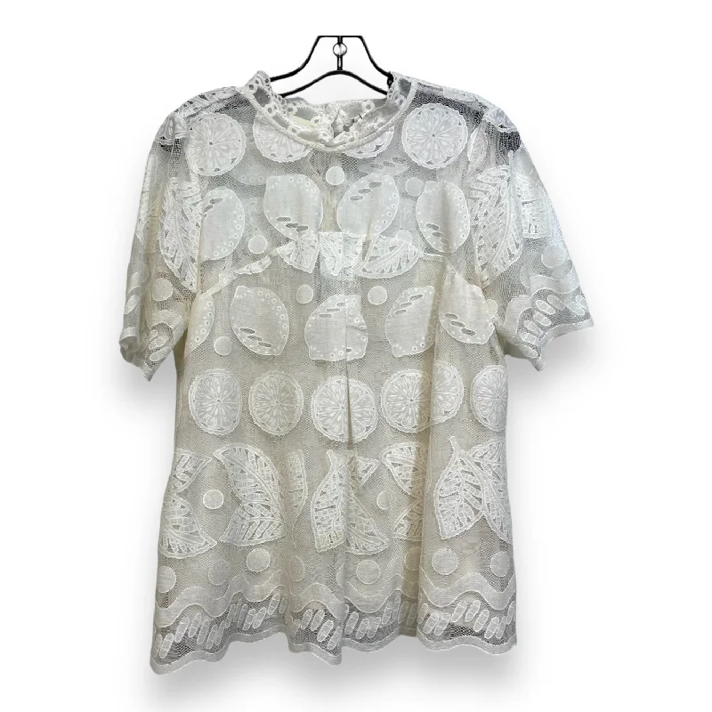 Nightclub Style Top Short Sleeve By Hd In Paris In White, Size: L