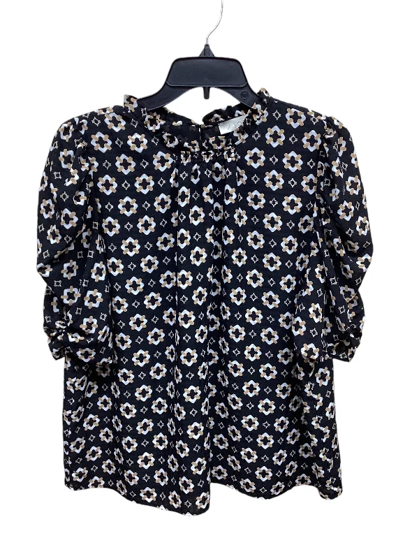 British Fashion Top Short Sleeve By Loft In Black, Size: L