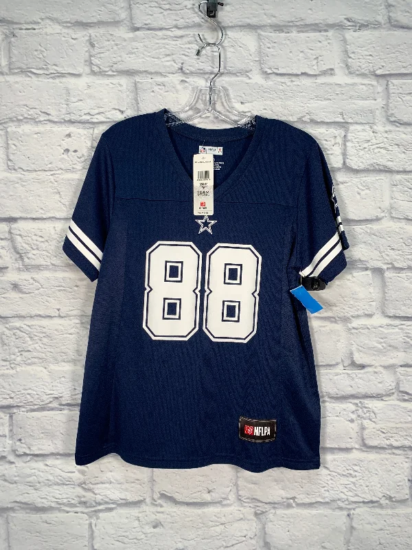 Elegant Style Top Short Sleeve By Nfl In Blue, Size: M