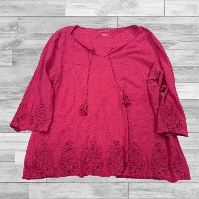 Cozy Street Style Top Short Sleeve By Talbots In Pink, Size: Xlp