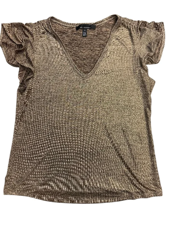 Fashion Style Top Short Sleeve By White House Black Market In Gold, Size: M