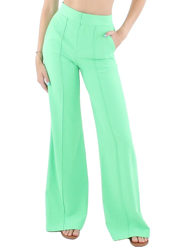 Body Design Dylan Womens Pleated High Waist Wide Leg Pants
