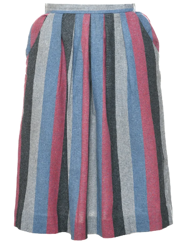 Everyday Outfits Striped Pleated Skirt - S