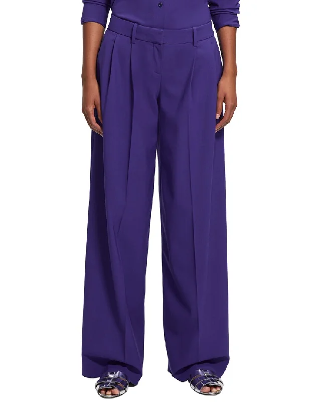 Cozy Vibes Theory   Low Rise Pleated Wool-Blend Pant